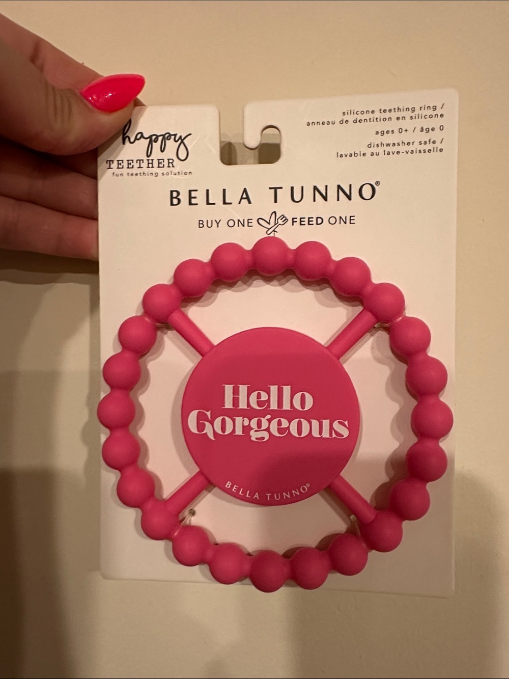 Bella Tunno Pink 'Hello Gorgeous' Silicone Teething Ring